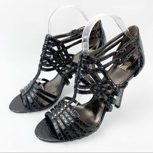 Isola Black Strappy Cutout Heels Size 10